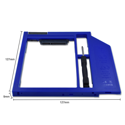 TISHRIC Blue Plastic HDD Caddy 9.5mm SATA 3.0 Optibay Hard Disk Drive BOX 2.5