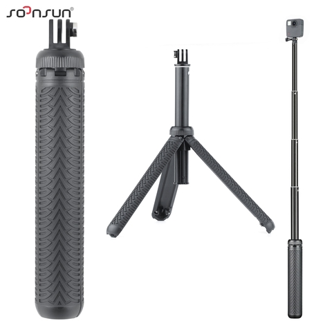 SOONSUN 3in1 Foldable Tripod Extendable Monopod Pole Hand Grip Selfie Stick for GoPro Hero 9 8 7 6 5 4 for DJI OSMO Accessory ► Photo 1/6