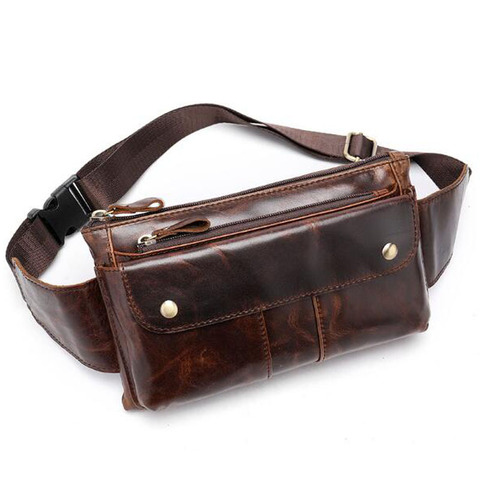 Men  Bag Genuine Leather Fanny Pack for Men Waist Bag Hip Purse Phone Bum Belt Messenger Small Shoulder Sling Chest Bags ► Photo 1/1
