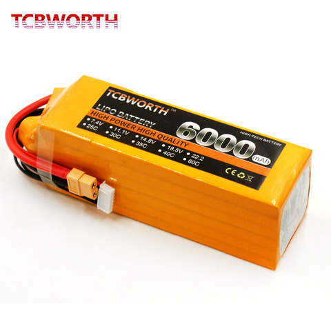 New Lithium Batteries 6S 22.2V 6000mAh 30C 60C RC Drone LiPo Battery For RC Airplane Helicopter Quadrotor Car Boat Aircraft ► Photo 1/5