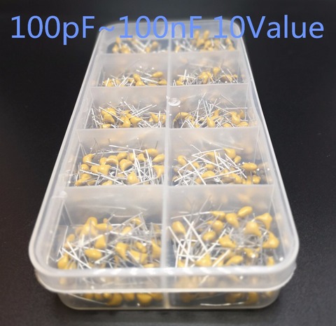 10Value*30pcs 10pf~10nF 50V 10pF 20pF 30pF 47pF 56pF 68pF 100pF 1nF 10nF 100nF monolithic Multilayer Ceramic Capacitor Kit box ► Photo 1/2