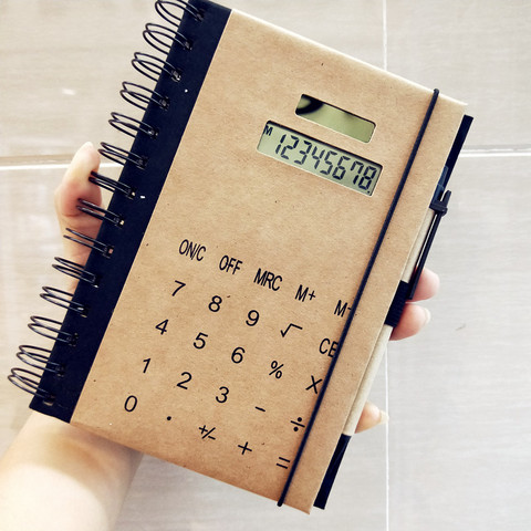 Retro Style Fashion Loose-leaf Spiral Note Book Multi-function Planner Solar Calculator Business Notebook Belt Pen ► Photo 1/4