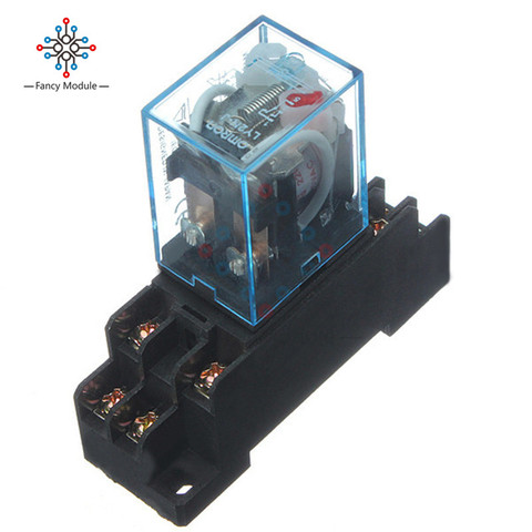 Power Relay LY2NJ Socket Base 220V AC Coil Miniature Relay DPDT 8 Pins 10A 240VAC LY2 HH62P LY2 JQX-13F With PTF08A ► Photo 1/1