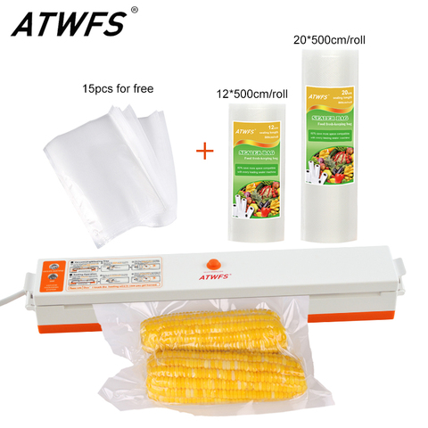ATWFS Best Vacuum Sealer Packer Sealing Machine with Vacuum Packaging Rolls 12*500cm+20*500cm and 15pcs Sealer Bags for Food  ► Photo 1/6