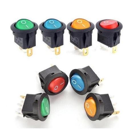 5PCS 12V 220V LED illuminuted rocker switch 20A 12V push button switch Car button lights ON/OFF Round light Switch ► Photo 1/4