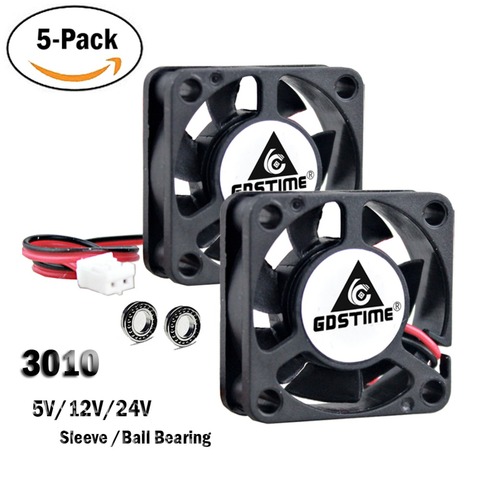 5Pcs Gdstime 3010 5V 12V 24V 2Pin 3CM 30mm 30x30x10mm Micro DC Mini Brushless Cooler Cooling Fan ► Photo 1/6