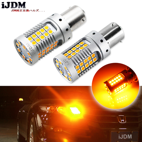 iJDM 4pcs Canbus Error Free BAU15S LED No Hyper Flash Amber Yellow 48-SMD 3030 LED 7507 PY21W LED Bulbs For Turn Signal Lights ► Photo 1/6