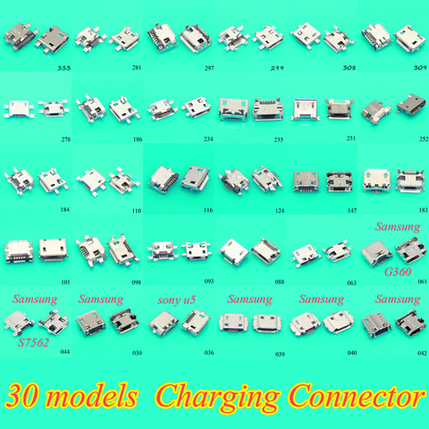 30Models 300pcs/lot Female Micro USB Connector Socket Charging Port for Samsung Lenovo Huawei zte Sony meizu etc mobile phone ► Photo 1/6
