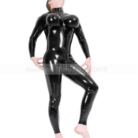 Male Latex Bodysuit  Zentai Rubber  Catsuit Customes with Inflatable Breast  S-LCM047 ► Photo 1/1