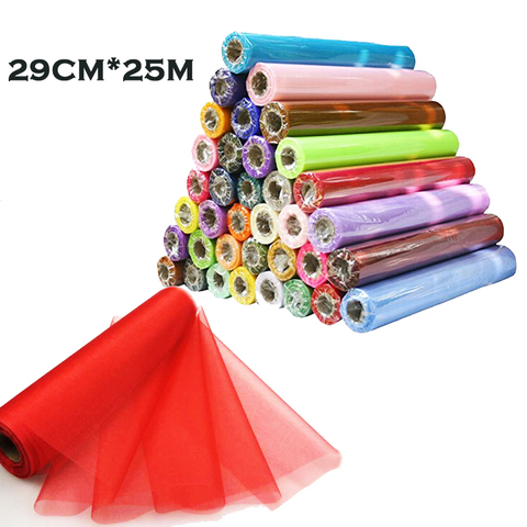 26M X 29CM DIY Sheer Organza Roll Tulle For Chair Sashes Bows Table Runner Dress Fabric Swags Wedding Party Home Birthday Decora ► Photo 1/6