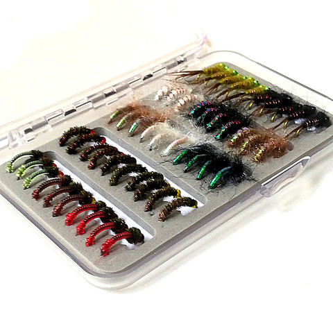 KKWEZVA 50pcs Nymph Fishing Lure fly Insects different Style Salmon Flies Trout Single Fly Fishing Lures Fishing Tackle ► Photo 1/6
