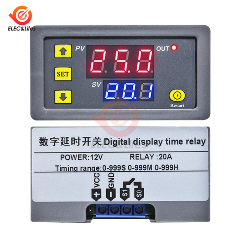 DC 12V AC 110 220V Digital Time Delay Relay Module Cycle delay Timer Red Blue Dual LED Display Timing Relay Switch for Auto Car ► Photo 1/6