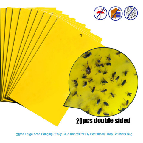 32 PCS Fly Trap Sticky,Fly Strips Indoor Sticky Hanging for Flying Plant  Insect, Sticky Fly Ribbons,Fly Paper Strips 