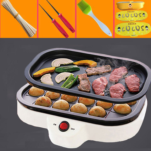 Muitifunction Takoyaki Maker BBQ Grill Mini steak Frying pan 24 holes Octopus Balls Maker octopus baking machine ► Photo 1/1