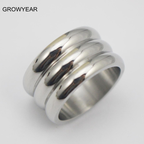 Simple Design 3 Circle Piled Up 316L Stainless Steel Women Men Rings Silver Color Fashion Jewelry For Wedding and Party ► Photo 1/5