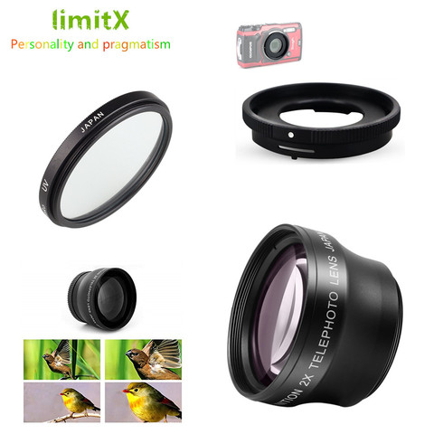 2X magnification Telephoto Lens & UV Filter Adapter Ring for Olympus TG-6 TG-5 TG-4 TG-3 TG-2 TG-1 TG5 TG4 TG3 TG2 TG1 Camera ► Photo 1/5
