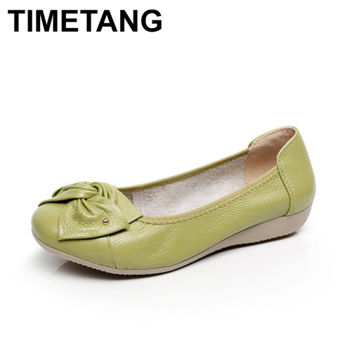 TIMETANG Plus size 34-43 women genuine leather flat shoes woman work shoes newest fashion female casual single shoes women flats ► Photo 1/6