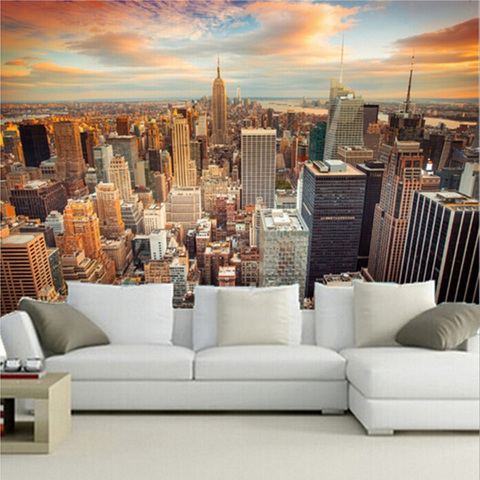Custom Size 3D Mural Wallpapers Backdrop Modern City New York Landscape Living Room Sofa Background Home Decor Wall Paper Mural ► Photo 1/6