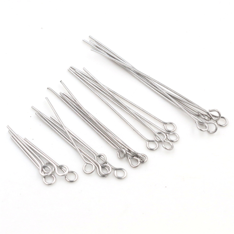 No Fade 100pcs/Lot 20 30 35 40 50 mm Stainless steel Eye Pins Findings Eye Head Pins For Jewelry Making DIY Supplies Accessories ► Photo 1/3