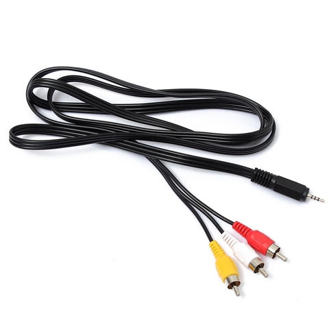New 5ft/1.5m 2.5mm Jack Male Plug To 3 RCA Male Phono Audio Video AV Out Cable 4 Pole TV Lead ► Photo 1/6