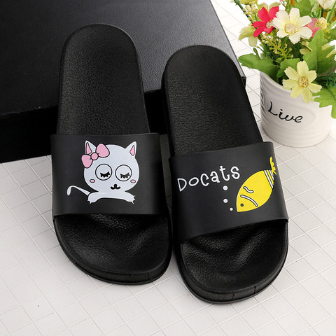 Fashion Summer Flats Non-slip Comfortable Cartoon slippers women slipper chanclas mujer Beach slides Cute cat TUX16 ► Photo 1/1