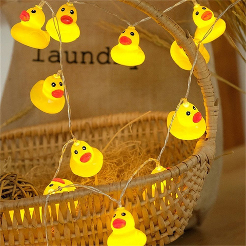 10Leds/20Leds Mini Yellow Duck LED String Light Glow Indoor Outdoor Xmas Wedding Party Battery Operated LED Fairy Light ► Photo 1/6
