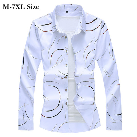 2022 Autumn New Men's Printed Shirt Fashion Casual White Long Sleeve Shirt Male Brand Clothes Plus Size 5XL 6XL 7XL ► Photo 1/6