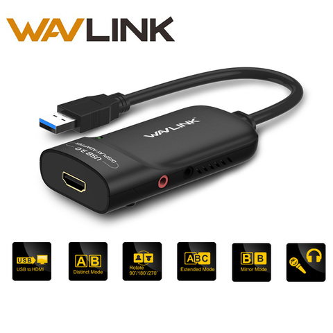 Wavlink USB 3.0 to HDMI Video Graphics Adapter 1080P External Video Card Adapter Extend/Mirror Screen Support Windows Mac OS ► Photo 1/6