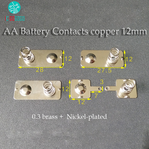5Pairs AA Battery Contacts Spring Contact Band Plate 12*12/27.5/28MM Brass Battery Connector Positive Electrode Negative Copper ► Photo 1/1