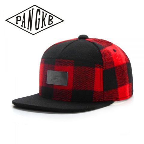 PANGKB Brand BL PLATED CAP red black Plaid wool snapback hat for men women adult sports hip hop outdoor Summer sun baseball cap ► Photo 1/5