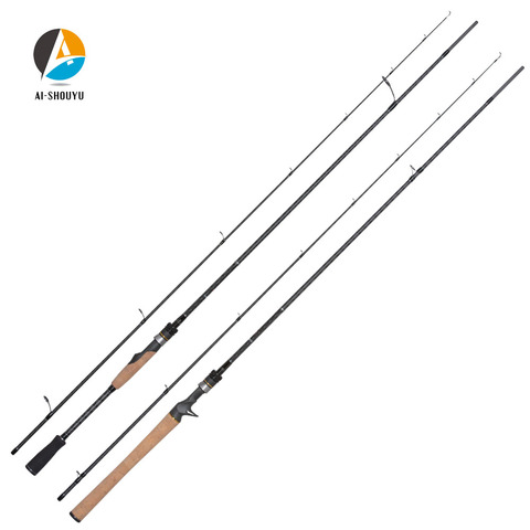 AI-SHOUYU Cross Carbon Fiber Lure Fishing Rod ML/M/MH Power Full Fuji Parts Fishing Rod 2 Sections Travel Hand Fishing Tackle ► Photo 1/6