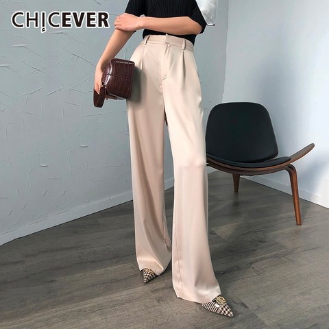 CHICEVER Summer Casual Solid Pants For Women High Waist Zipper Pocket Big Large Size Long Wide Leg Pants Fashion Clothing New ► Photo 1/6