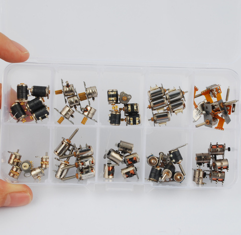 50pcs 4 Wire 2 Phase dc micro stepper motor 10 Types 5pcs each Miniature stepper motor Assorted  with box ► Photo 1/5