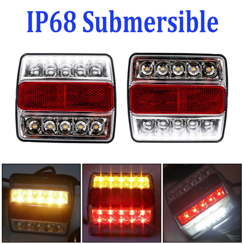 2Pcs Rear LED Submersible Trailer Tail Lights Kit Boat Marker Truck Waterproof Universal 12V 15LED campers Trailer Taillights ► Photo 1/6