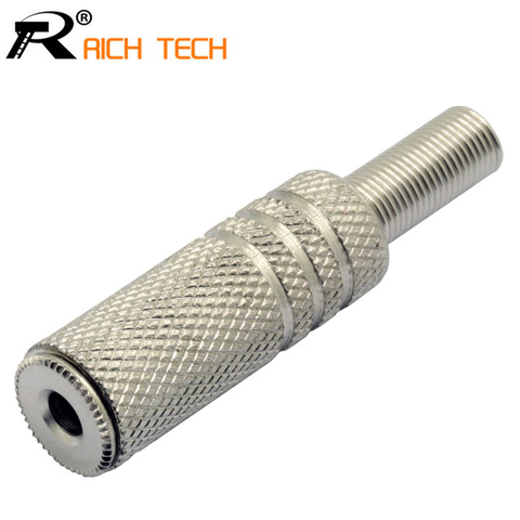 4pcs Reticulate Jack 3.5mm 3 pole stereo female connector metal 3.5mm jack inline socket solder wire connector ► Photo 1/6