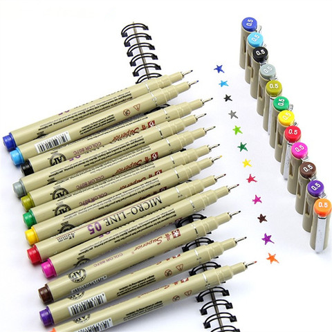 12 Colors Sketch Micron pen 0.5 mm Superior needle drawing pen Fine liner Pigma Drawing Manga Anime Marker fine colour ► Photo 1/4