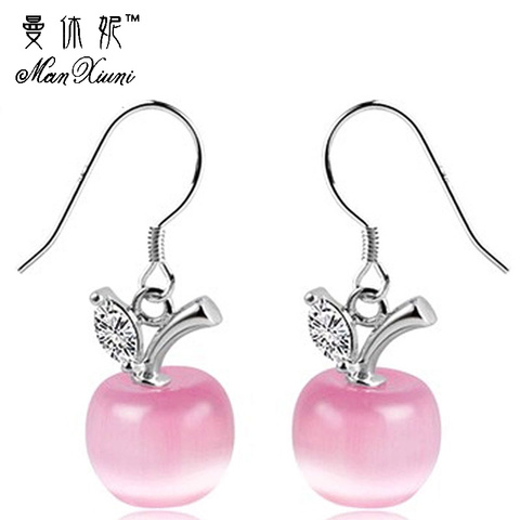 Fashion Pink White Opal stone Beads Long Drop Earrings For Women Apple Crystal Design  Jewelry wedding earrings Wholesale ► Photo 1/5