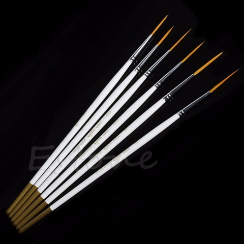 Hot 6Pcs/Set Nylon Hair Round Paint Brush Hook Line Pen Artist Draw Painting Craft ► Photo 1/6