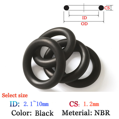 CS 1.2*2.1 Rubber O-Ring 10pcs Washer Seals Plastic gasket Silicone ring film oil and water seal gasket NBR material Ring ► Photo 1/3