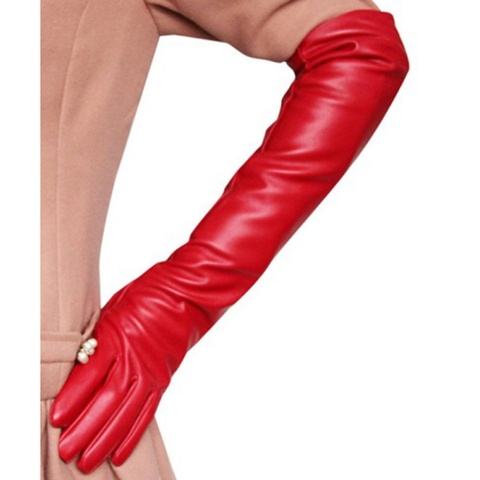 Hot Sale Women 7 Colors Opera Evening Party Gloves Faux Leather PU Over Elbow Long Glove ► Photo 1/6