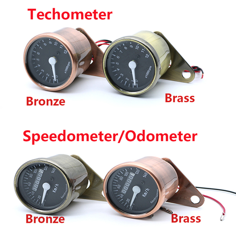 LED Highlight Backlight Bronze Motorcycle Odometer KM/H Speedometer Retro Tachometer For Universal Motorcycle Retro Cafe Racer ► Photo 1/6