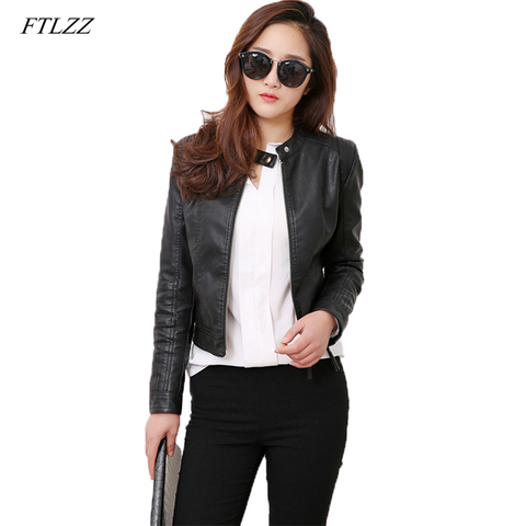 FTLZZ Faux Leather Pu Jackets Coats Spring Winter Coats Female Jackets Women Casual Zipper Streetwear Black Jackets Femme ► Photo 1/1