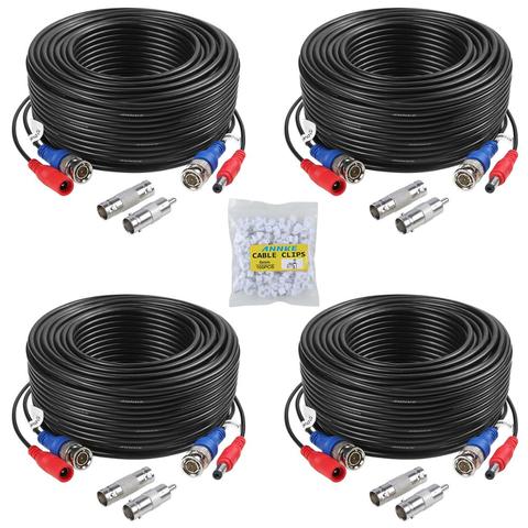 ANNKE 4PCS A Lot 30M 100 Feet BNC Video Power Cable For CCTV AHD Camera DVR Security System Black Surveillance Accessories ► Photo 1/6