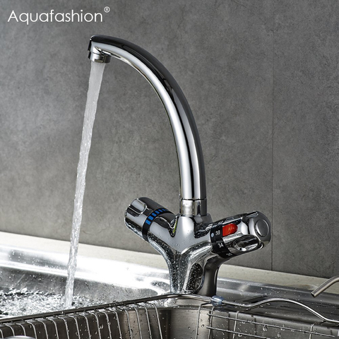 Thermostatic Faucet Kitchen Mixer Tap Flexible Swivel Spout Kitchen Faucets Hot and Cold Thermostatic Water Faucet ► Photo 1/6