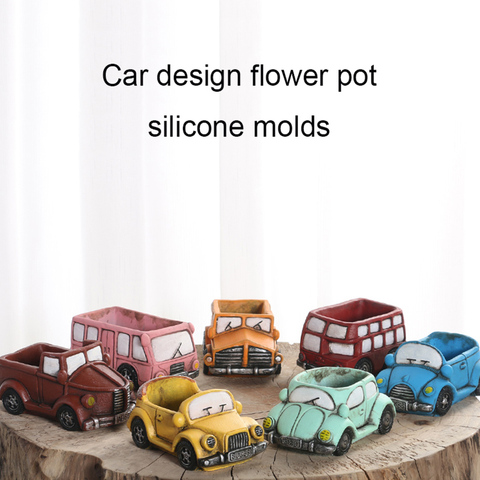 Car design flower pot molds concrete pot molds garden planter molds multi shaped silicone concrete flowerpot mold Plant mould ► Photo 1/6