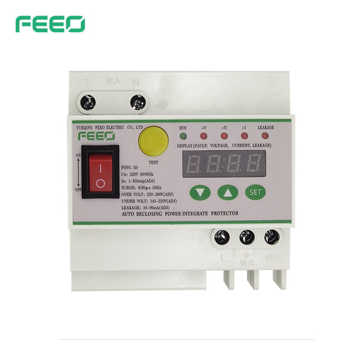 FEEO 1-63A leakage switch automatic reclosing leakage protector digital display 145-280V lightning protection overvoltage ► Photo 1/1
