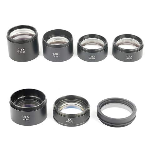0.3X/0.5X/0.7X/0.75X/1X/1.5X/2X Microscope Auxiliary Objective Lens Barlow Lens 1-7/8