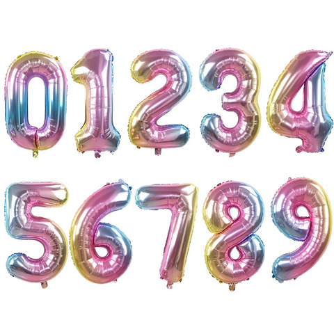 32inch Iridescent Rainbow Color Number Foil Balloons Birthday Wedding Party Decoration Digital Balloon Number Air Ballon Globos ► Photo 1/6