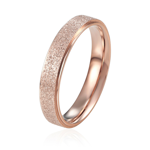 Top Quality 4mm And 6mm Wide Frosted Woman Ring Titanium Steel Rings Rose Gold Color Luxury Jewelry for Men and Women ► Photo 1/6