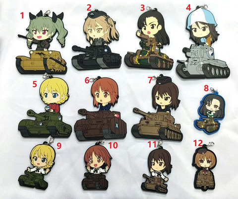 GIRLS and PANZER Keychian Nishizumi Miho saori takebe yukari akiyama Reizei Mako Nishizumi rubber mobile phone strap ► Photo 1/6